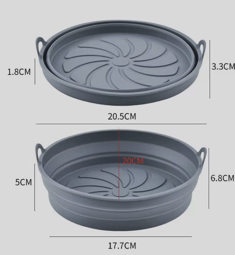 Foldable. 2Pc air fryer silicone liner, air Fryer Liners Reusable 。7.8" /20cm,Compatible with Ninja, Tower, COSORI
