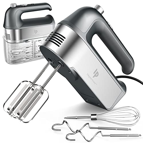 Hand Mixer Electric, 450W Kitchen Mixers with Scale Cup Storage Case, Turbo Boost/Self-Control Speed + 5 Speed + Eject Button + 5 Stainless Steel