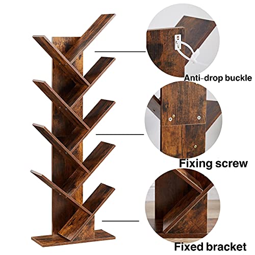 Tree-Shaped Floor-Standing Bookshelf Multifunctional Storage Rack for Home Office Multi-Layer Creative Display Rack