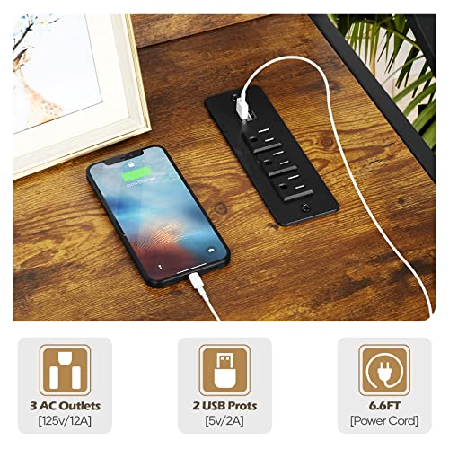 MOOACE File Cabinet with Charging Station and Paper Shredder Stand, 3 Tier Printer Stand Office Storage Lateral Filing Cabinet with Open Storage