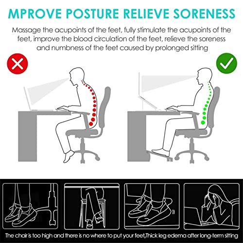 luoyipink Adjustable Height Foot Rest Under Desk, With 1x Phone Holder, Foot Rest Plastic Non-Slip Foot Stool with Massage Function,Suitable for