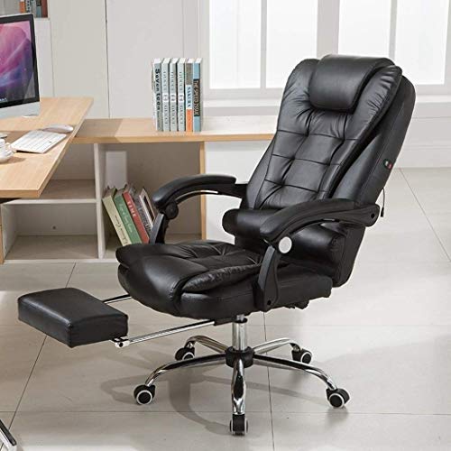 LZQDM High-Back Executive Swivel Office Computer Desk Chair - Black with Pewter Finish