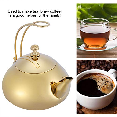 Electric Classical Teakettle - 1.5L Stainless Steel Teapot Electric Tea Kettle Fast Water Heating Cooking Pot (Golden)