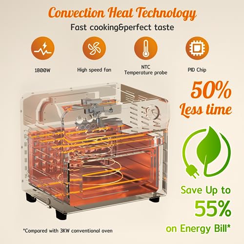 HYSapientia® 24L Air Fryer Oven With Rotisserie Large XXL Digital Knob 1800W 10 in 1 airfryer Countertop Convection Mini Oven electric and grill,