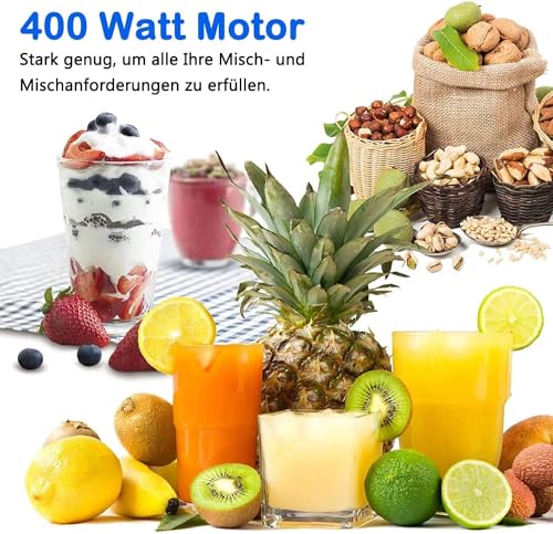 Immersion Stick Hand Blender with Stainless Steel Blades, 400W Powerful Electric Ice Crushing 2-Speed Control Handheld Food Mixer,700ML Measuring