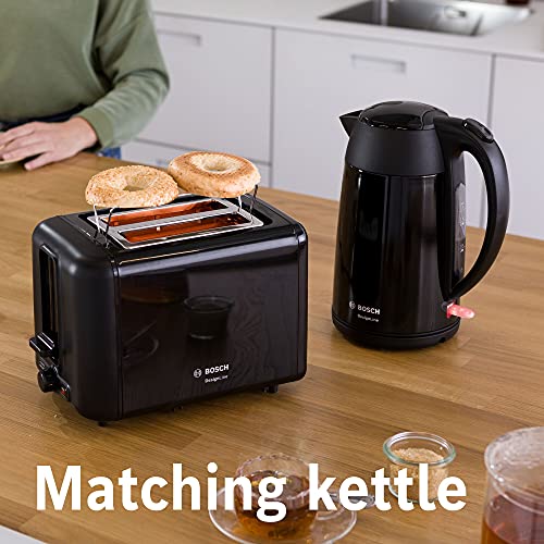 Bosch TAT3P423GB DesignLine Toaster, Stainless Steel, 970 W, Black