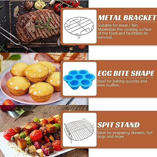 8-Inch Hot Air Fryer Accessories Set - Compatible with COSORI 4.7L, Ninja, Princess, Tefal 5.6L, Philips, XL Air Fryers (4.2L-5.5L), Dishwasher S