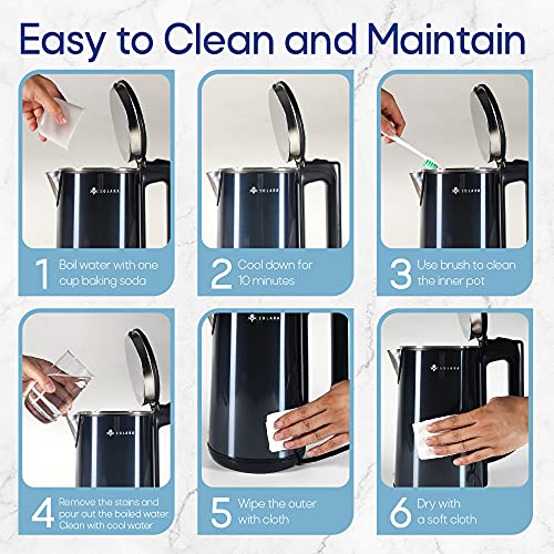 SOLARA Premium Electric Red Kettle Xtra Large | Double Wall 100% Stainless Steel kettle BPA-Free Cool Touch Tea Kettle with Overheating Protectio