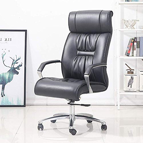 Mu Swivel Office Chair Soft Padded Desk Task Computer Chair Home Office Furniture High Back Office Chair Leather Executive(Color : Black, Size :