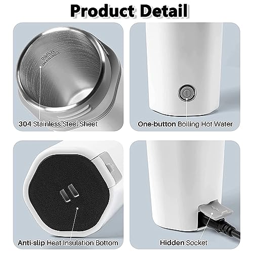 Eilisa Portable Travel Electric Kettle - 350ml Capacity, 300W Fast Boil, Stainless Steel Inner Liner, Auto Shut-Off, One Cup Mini Kettle for Tea