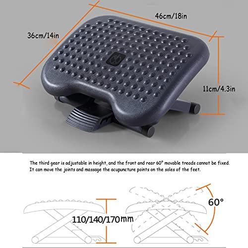 luoyipink Ergonomic Under Desk Foot Rest, 3 Adjustable Height Footrest with Textured Surface, Suitable for home, office, airplane, travel, 18x14x