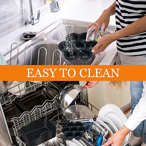 Dual Air Fryer Accessories for Ninja: Silicone Air Fryer Liners for Tower T17088 | Foodi Af400uk Af300uk 9.5L - Reusable Airfryer Basket Rack for