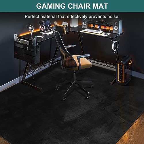 QQpony Chair Mat for Hard Floor, 75" x 60" Large Chair Mat for Hardwood Floor, Flannel Fabric Desk Rug for Hard Surface, Protector Floor Chair Ma