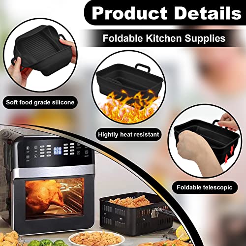 FOHYLOY Foldable Air Fryer Silicone Pot, 2Pcs Reusable Air Fryer Silicone Pot for Ninja Dual Air Fryer, Air Fryer Silicone Liner, Accessories for