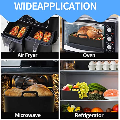 Air Fryer Accessories for Ninja Dual AF300UK AF400UK, Reusable Air Fryer Silicone Liner, Stainless Steel Grilling Rack with 4 Skewers, Oil Brush