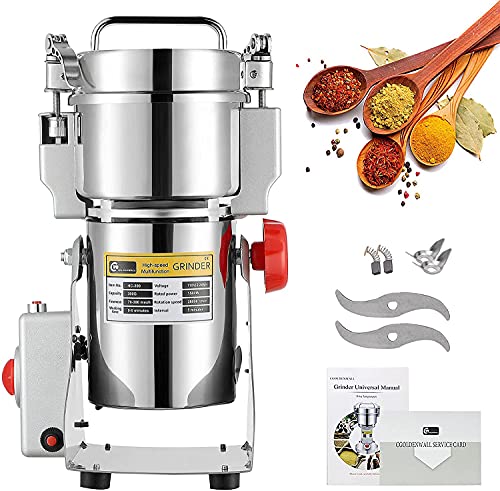 CGOLDENWALL 300g Open-Cover-Stop Protection 1500W Electric Grain Grinder 28000RPM Superfine Mill for Herb/Spice/Nut/Cereal 30s Speedy Grinding wi