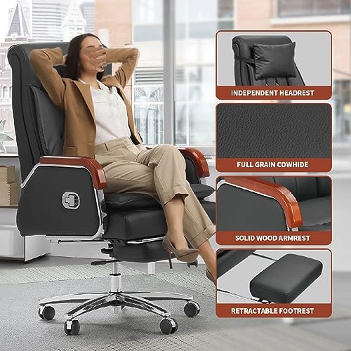 SLNFXC Leather Manager Executive Office Chair Ergonomic Home Chair Fully Reclinable