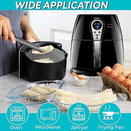 Silicone Air Fryer Liners Reusable NonStick and Heat Resistant Air Fryer Accessories - Compatible with COSORI, Ninja and Tower AirFryers for Easi