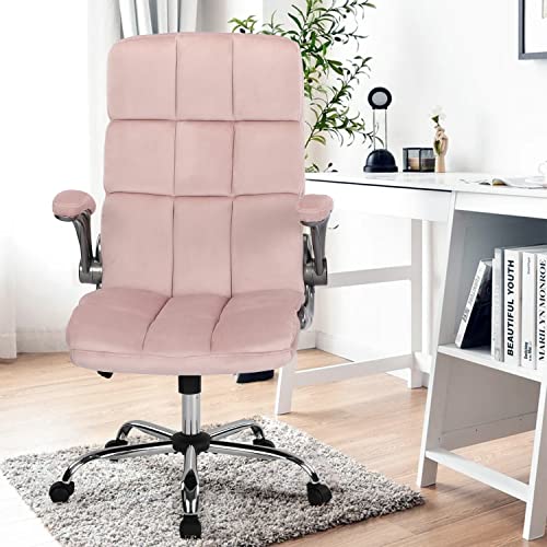 KCREAM Home Office Chair Executive Chair Frabic Computer Desk Chair, High Back Adjustable Tilt Angle and Flip-up Arms and Thick Padding for Comfo