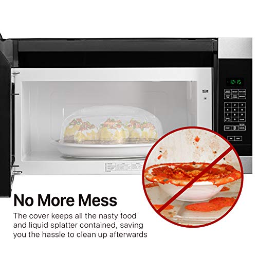 Flexzion Microwave Cover for Food, 12 Inch Plate Cover, BPA Free Plastic Food Cover, Transparent Anti-Splatter Cover Guard, with Adjustable Steam