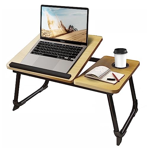 Laptop Desk for Bed or Couch, Woking in Bed Desk, Home Office Desks, Breakfast Tray Desk, Desk with Cup Holder, Watch Movies in Bed, Fordable Leg