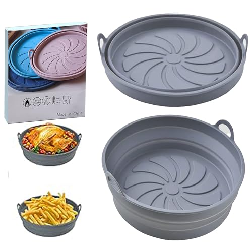 Foldable. 2Pc air fryer silicone liner, air Fryer Liners Reusable 。7.8" /20cm,Compatible with Ninja, Tower, COSORI