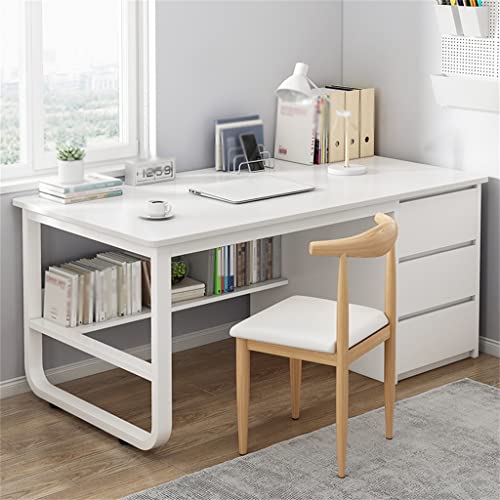 LEIGE Computer Desk Large Capacity Drawer Home Desk Bedroom Writing Desk (Color : D, Size : Light Grey)