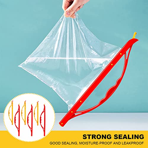DOERDO 6PCS Bag Sealer Sticks Bag Clips Portable Sealing Clips with Handle Food Storage Sealer Sticks for Home Kitchen Using(2 Color, 2 Size)