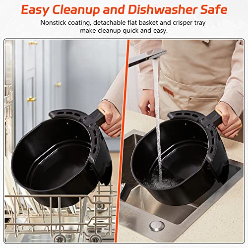 INMOZATA Air Fryer 5.5L, Oil Free Air Fryers with Non-stick Removable Basket, One-Touch Digital Screen, 360° Rapid Air Circulation, 8Presets, 0-3