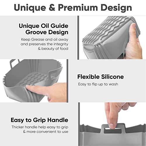 Silicone Pot for Ninja Dual Air Fryer - Set of 2 | Silicone Air Fryer Liners Reusable for Double Air Fryer, Dual Air Fryer Basket | Ninja Air Fry