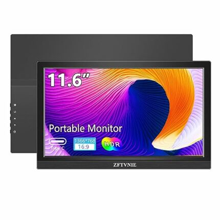 ZFTVNIE 11.6" Portable Monitor 1366*768P HD External Monitor Portable Screen for Laptop/PCs/PS4/PS5/Switch, with Built-in Stand/Speaker/HDMI/Type