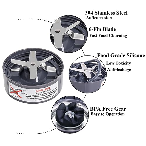 Extractor Blade for Compatible with Nutribullet Replacement Parts 600W/900W Cross Blade Blender Spare Parts by Poweka