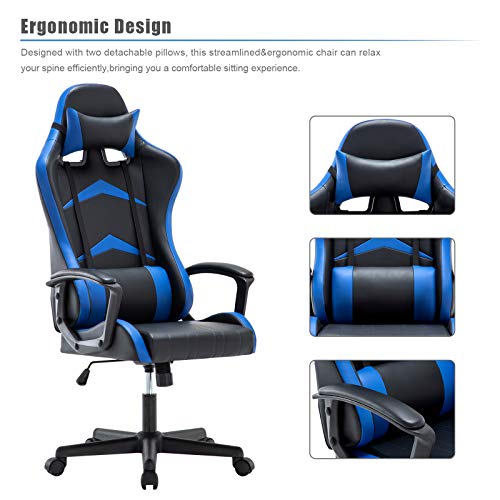 IntimaTe WM Heart Gaming Chair, Ergonomic High Back Office Racing Chair with Armrest, Swivel Leather Desk Chairs with Adjustable Headrest and Lum