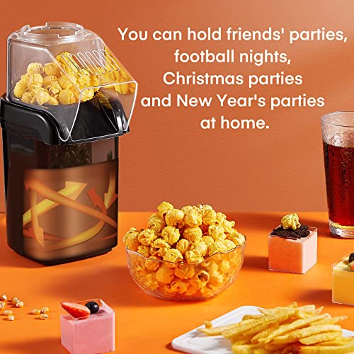 Electric Popcorn Maker - 1200W HOUSNAT Retro Popcorn Machine with Hot Air Circulation - 2 Min Qucik Popping - for Oil-Free & Healthy Snacks, for
