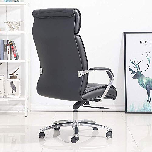 Mu Swivel Office Chair Soft Padded Desk Task Computer Chair Home Office Furniture High Back Office Chair Leather Executive(Color : Black, Size :