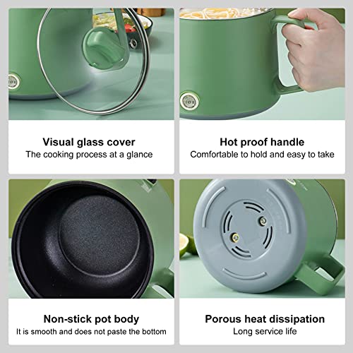Electric Hot Pot, 1.7L Multi-Functional Electric Skillet for Stir Fry/Stew/Steam, Portable Mini Electric Cooker for Soup Porridge Dumplings Eggs