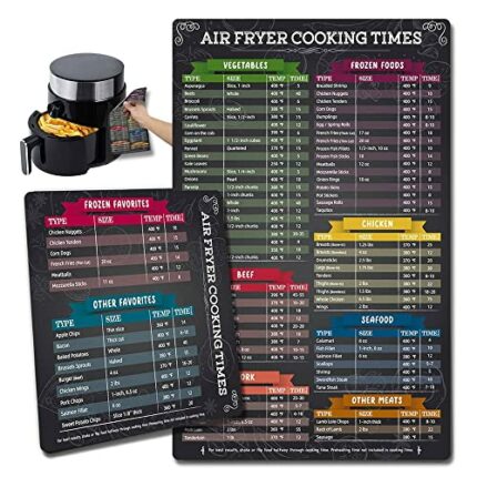 2 Pack Air Fryer Magnetic Cheat Sheet Set, Air Fryer Accessories Cook Times Temperature, Airfryer Accessory Magnet Sheet Quick Reference Guide fo