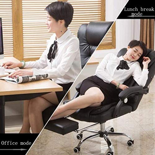 LZQDM High-Back Executive Swivel Office Computer Desk Chair - Black with Pewter Finish