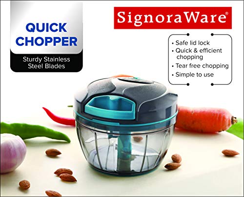 Manual Food Chopper – Manual Food Processor – Pull Cord Manual Chopper – Manual Vegetable Chopper with Varying Chopping Sizes – Hand Food Chopper