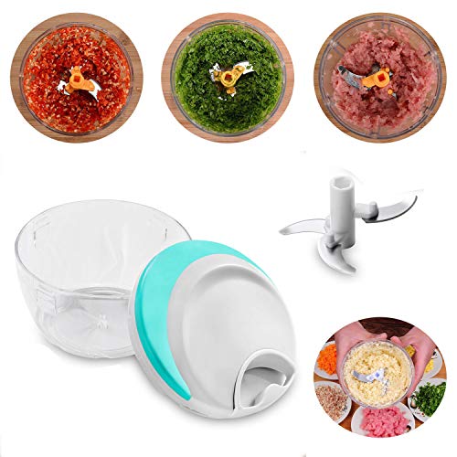 JIANFA Manual Food Chopper, Vegetable Chopper Mincer Blender to Chop Fruits Vegetables Nuts Herbs Onions Garlics for Salsa Salad Pesto Coleslaw P