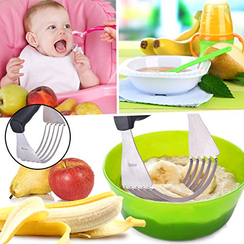 ORBLUE Stainless Steel Pastry Cutter - Sturdy 5 Blades Dough Blender for Baking, Pastry, Pizza Dough and Kitchen Mixer Blender