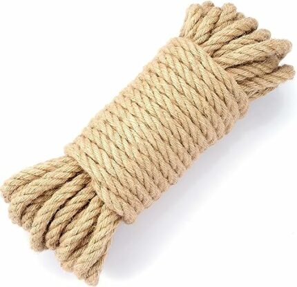 10mm Thick Rope 32 Feet Heavy Duty Strong Hessian Jute Twine String Natural Brown Garden Sisal Rope for Decoration Garden Crafts Hemp Shibari Rop