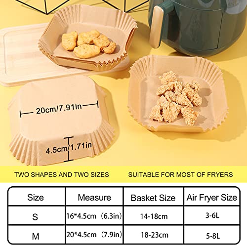 Air Fryer Liners 50PCS Air Fryer Paper Liners 20CM Baking Liners Disposable Paper Liners Non Stick Air Fryer Parchment Paper Oil and Water Proof
