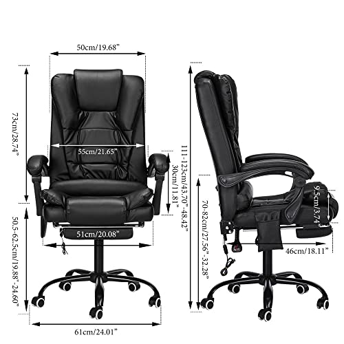 LXXSH Adjustable Massage Office Chair Reclining High Back Chair Big Tall Leather Ergonomic Swivel Chair with Footrest