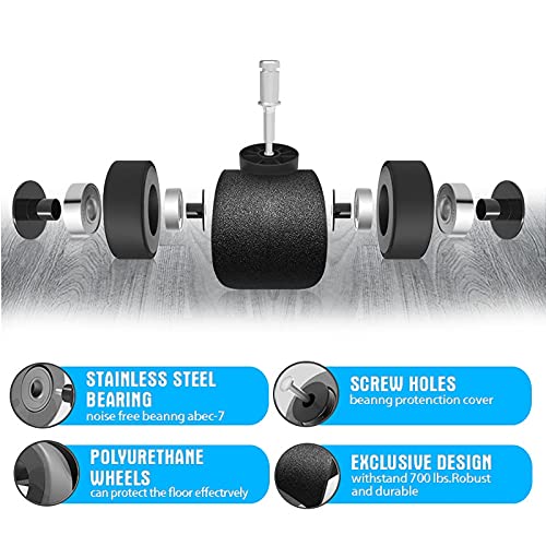 TWDYC 5 PCS Universal Mute Chair Wheel 2" Office Chair Caster Replacement Casters Rubber Soft Safe Roller Furniture Wheels