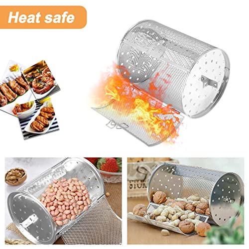 FEETER Roast Basket Rotisserie Cage,Steel Roaster Drum Basket Bakeware Roast Baking Nuts Basket BBQ Tool A