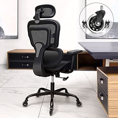 KERDOM Ergonomic Office Chair High Back Desk Chair Breathable Mesh Computer Chair with Adjustable Headrest and 3D Armrest 968