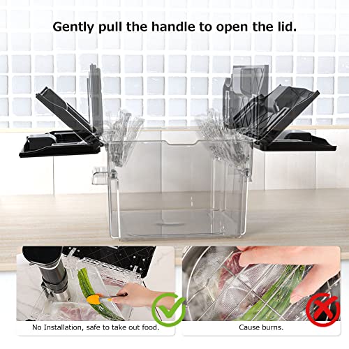 Sous Vide Container, Integrated Lid & Rack, No Additional Custom Parts Required, Compatible with Most Sous Vide Cookers for Kitchen, 11 Liters