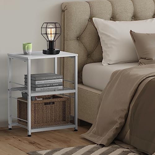 Printer Stand Cart White Rolling Printer Stand with Storage 3 Tier Printer Table with Shelves Storage Mobile Printer Shelf Rack Small Printer Tab