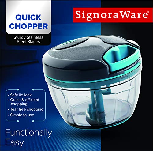 Manual Food Chopper – Manual Food Processor – Pull Cord Manual Chopper – Manual Vegetable Chopper with Varying Chopping Sizes – Hand Food Chopper